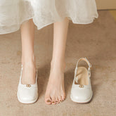 Tacones gruesos de corte bajo estilo clásico Jane para mujer